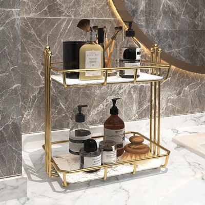 Waterproof Metal H30CM 2 Tier Bathroom Counter Shelf